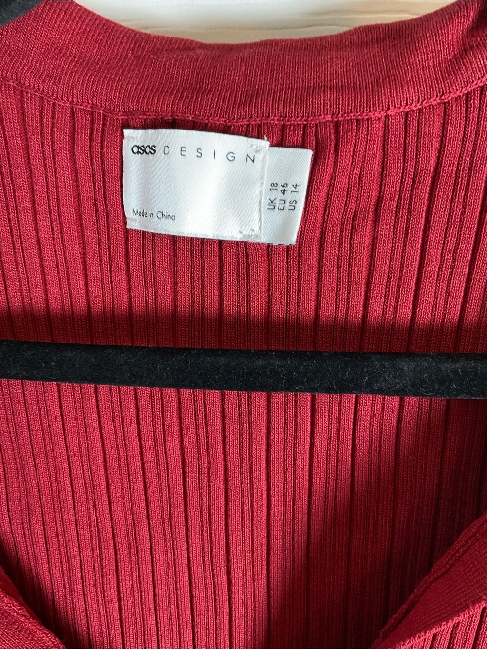 ASOS DESIGN Red Ribbed Collared Cardigan - Size 14 - - Picture 4 of 8